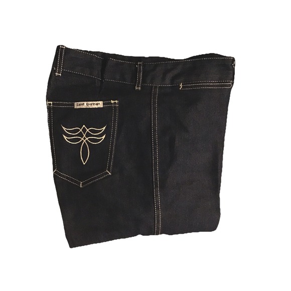 Vintage 70's Saint Germain Jeans Blue Denim Straight Leg Paris Indigo Blue - Picture 8 of 12